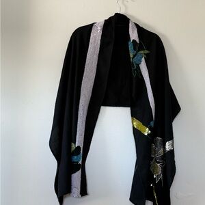 Dries Van Noten Black Scarf with Color-Blocked Accents